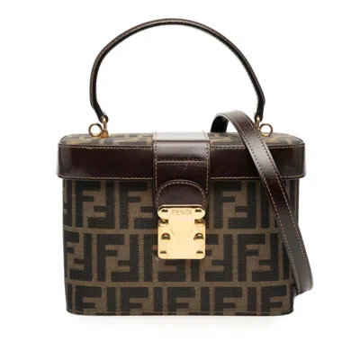 Pre-owned Fendi Brown Canvas Leather Shoulder Bag Vanity Bag ()