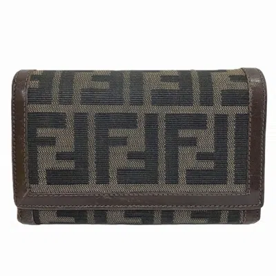 Pre-owned Fendi Brown Canvas Leather Wallet (bi-fold) ()