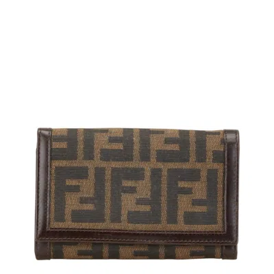 Pre-owned Fendi Brown Canvas Leather Wallet (bi-fold) ()
