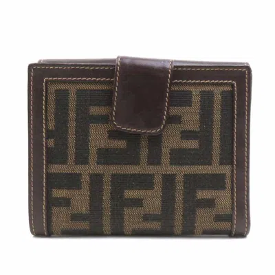 Pre-owned Fendi Brown Canvas Leather Wallet (bi-fold) ()
