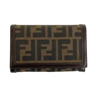 Pre-owned Fendi Brown Canvas Leather Wallet (bi-fold) ()