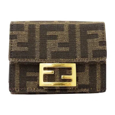 Pre-owned Fendi Brown Canvas Wallet (tri-fold) ()