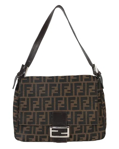 Fendi Brown Canvas Zucca Mama Baguette Bag (authentic Pre-loved) In Purple