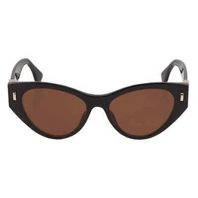 Pre-owned Fendi Brown Cat Eye Ladies Sunglasses Fe40035i 01e 55 Fe40035i 01e 55