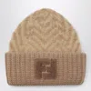 Fendi Brown Chevron Alpaca Beanie Women In Brown