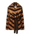 Fendi Brown Chevron Mink Jacket In Brown