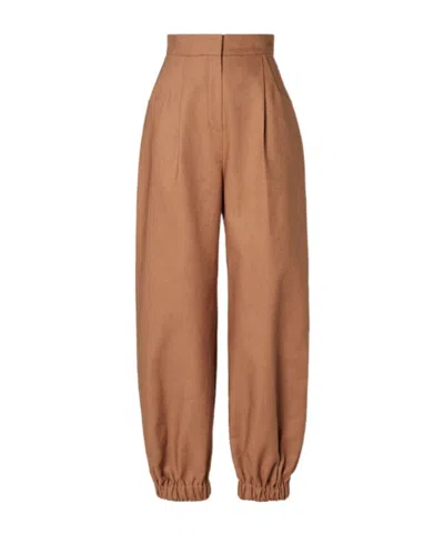 Fendi Brown Cotton And Linen Trousers