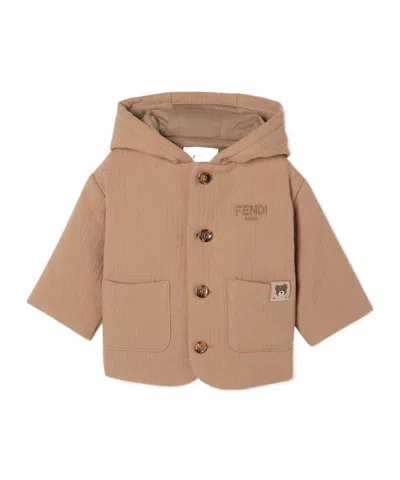 Fendi Kids' Brown Cotton Baby Jacket With Ears
