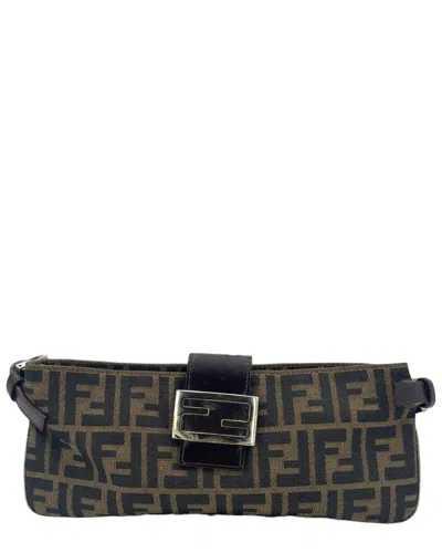 Fendi Brown Cotton Baguette Shoulder Bag (authentic Pre-loved)