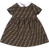 FENDI BROWN DRESS FOR BABY GIRL WITH DOUBLE FF