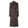 Fendi Silk Chess Ff Long Sleeve Midi Dress Dresses Brown In Brown