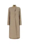 Fendi Brown Embroidered Wool Blend Coat In Brown