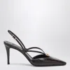 Fendi Brown Hagfish Leather High-heeled Slingbacks In Black