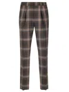 Fendi Tartan Pipe Trousers In Brown