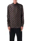 Fendi Nity Print Silk Long-sleeved Shirt In Multi