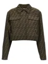Fendi Ff Logo Cropped Jacket In Brown
