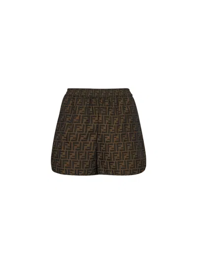 Fendi Brown Ff Canvas Shorts