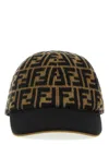 Fendi Ff-pattern Jacquard Wool Cap In Brown