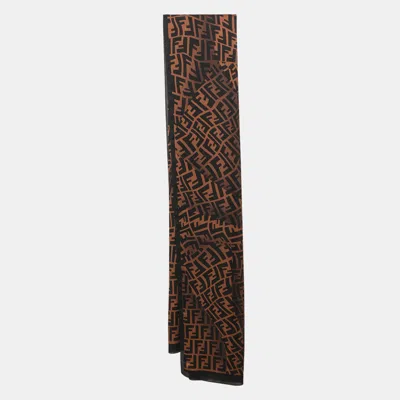 Pre-owned Fendi Brown Ff Chiffon Scarf