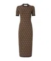 Fendi Cotton Dress With All-over Logo Print In Brown
