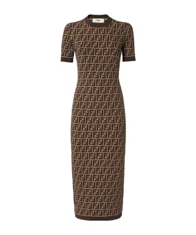 FENDI BROWN FF COTTON DRESS