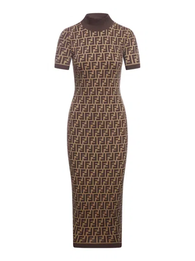 FENDI BROWN FF COTTON DRESS