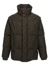 Fendi Patterned High Collar Padded Jacket With Pockets In Brown