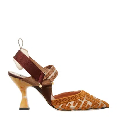 FENDI FENDI COLIBRÌ FF HIGH-HEEL SLINGBACK PUMPS