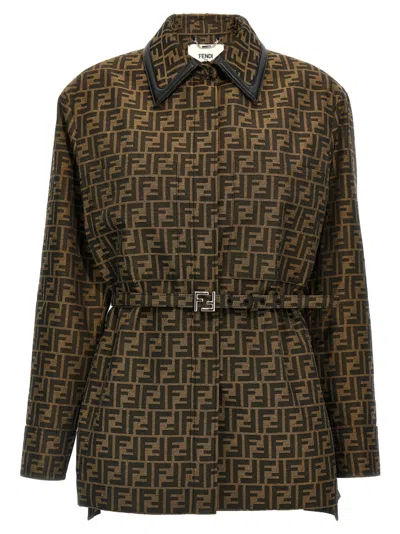 FENDI WOMEN BROWN FF JACKET