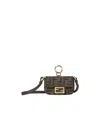 Fendi Nano Baguette Charm Charm In Brown Ff Jacquard Fabric In Brown