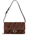 Fendi Brown Ff Jacquard Shoulder Bag In Multi