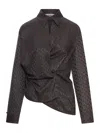 Fendi Silk Ff Jacquard Crossover Shirt In Brown