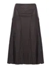 Fendi Women Midi Ff Jacquard Silk Skirt In Brown