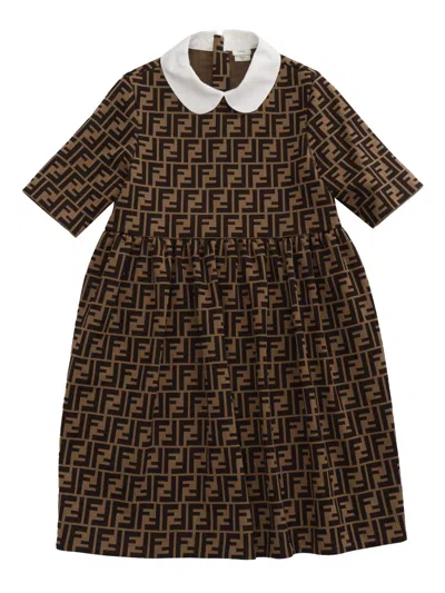 Fendi Kids' Brown Ff Logo Dress