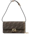 Fendi Wallet On Chain Ff Jacquard Baguette In Brown