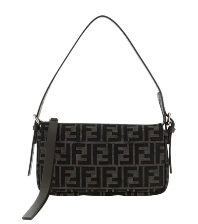 Fendi Brown Ff Logo Small Shoulder Bag In Blue
