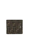 Fendi Portafoglio Ff Jacquard In Brown