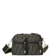 Fendi Mini Camera Case In Superlight Ff Zucca Technical Fabric With Adjustable Strap In Gray