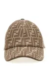 Fendi Beige Ff Canvas Baseball Cap In Brown