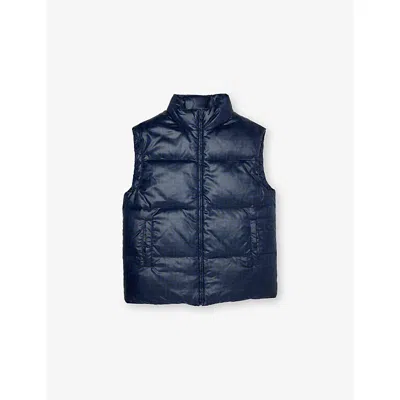 Fendi Kids' Brown Ff-monogram Shell-down Puffer Gilet 10-12+ Years In Blue