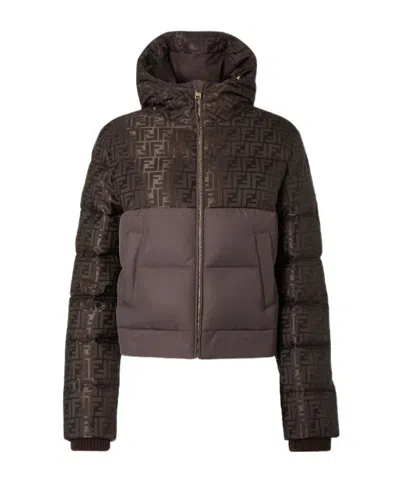 FENDI FENDI FF JACQUARD HOODED PADDED JACKET