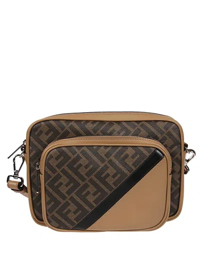 Fendi Brown Ff-pattern Leather Crossbody Bag