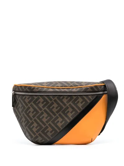 Fendi Monogram-pattern Leather Belt Bag In Brown