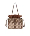 Fendi Brown Ff Raffia Crochet Shopper With Pouch In Brown