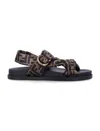 Fendi Brown Ff Satin Feel Sandals