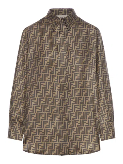 Fendi Brown Ff Silk Shirt