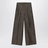 Fendi Brown Ff Silk Twill Trousers Women In Brown