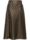 Fendi High Waisted Skirt In Twill Print Ff Clothing In Brown