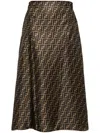 Fendi Brown Ff Twill Skirt In Brown