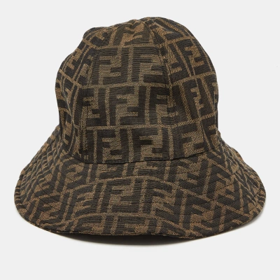 Pre-owned Fendi Brown Ff Zucca Canvas Bucket Hat M